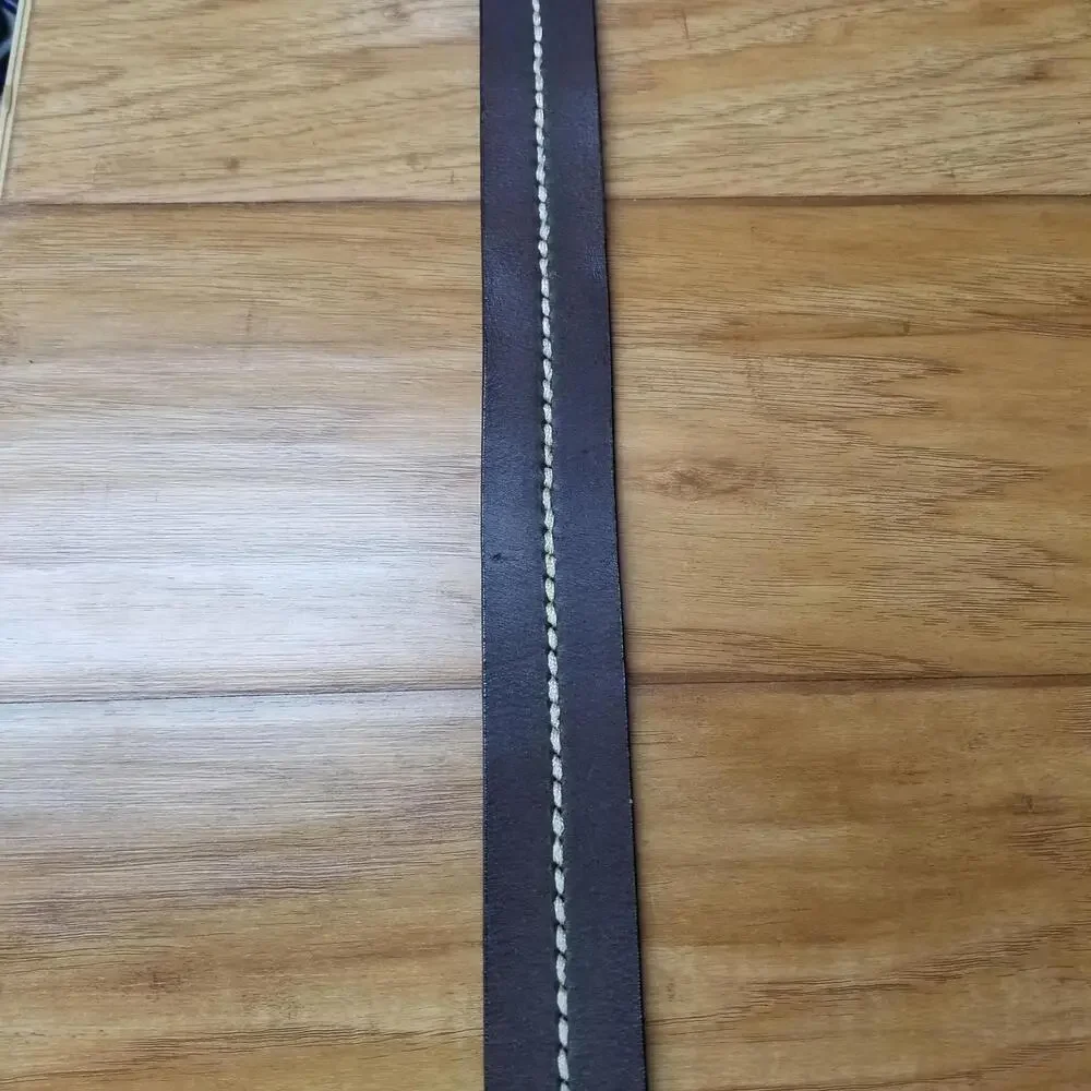 Men's Thick Stitched Genuine Leather Belt Brown 42 Fits 41